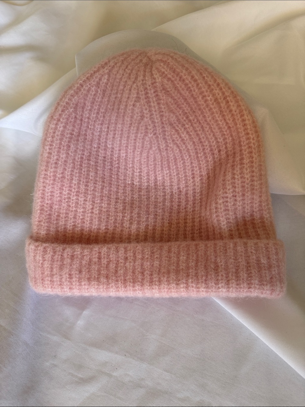 Sézane Blush Pink Knit Cuffed Beanie